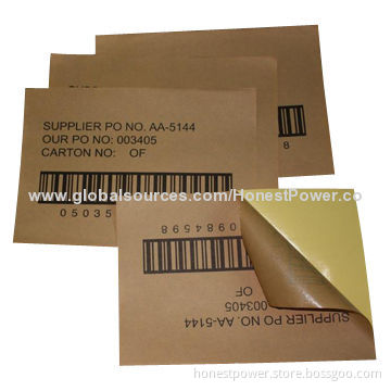 Paper Sticker, Made of Kraft Paper, Customized Shapes, Sizes and Designs Accepted